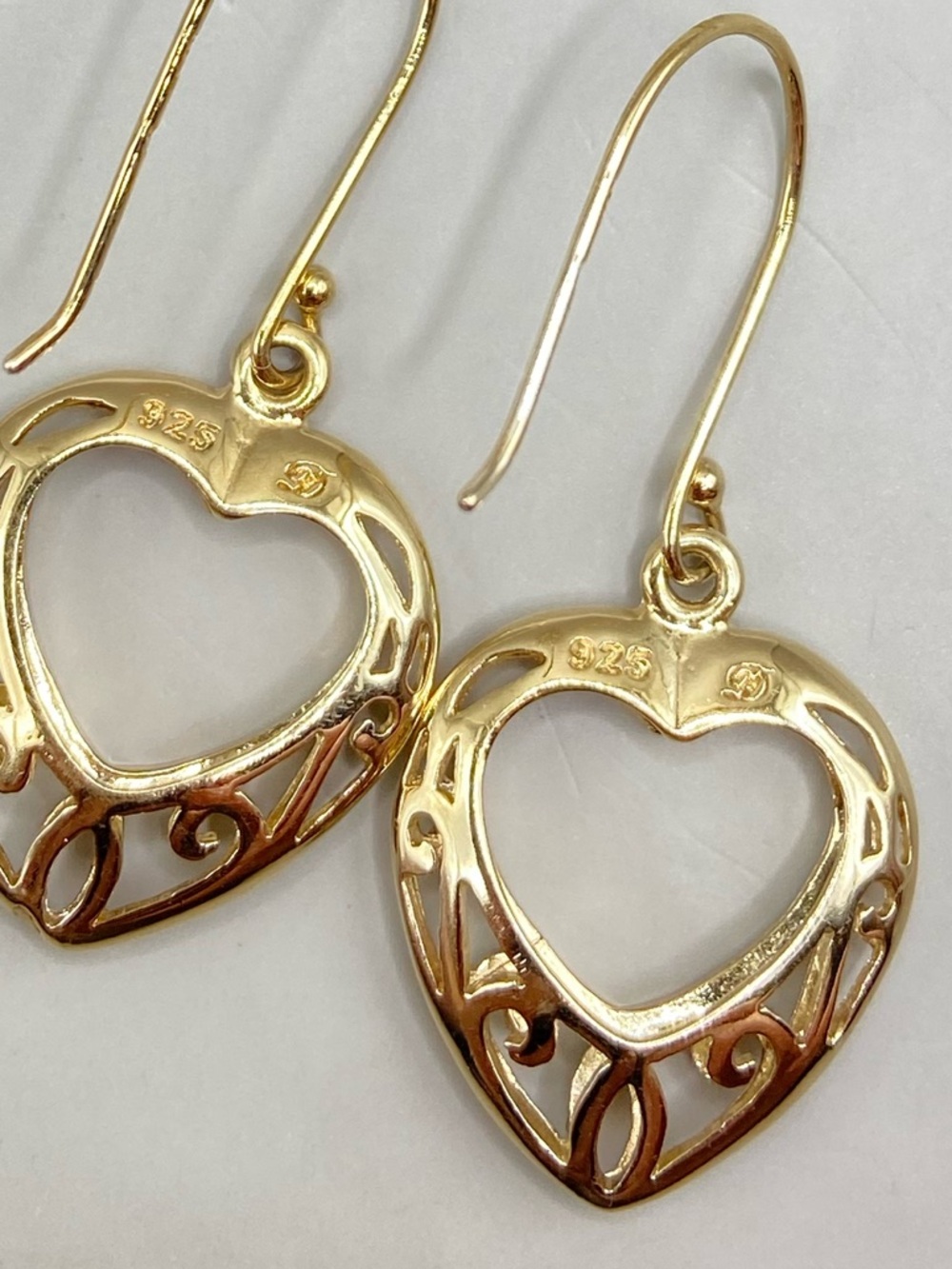 Dyadema Gold Vermeil Ornate Scroll Open Heart Earrings - Picture 7 of 7